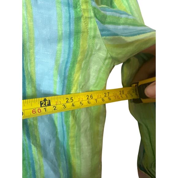 Tommy Hilfiger button-down shirt with a green and blue striped pattern XL D - Picture 3 of 5